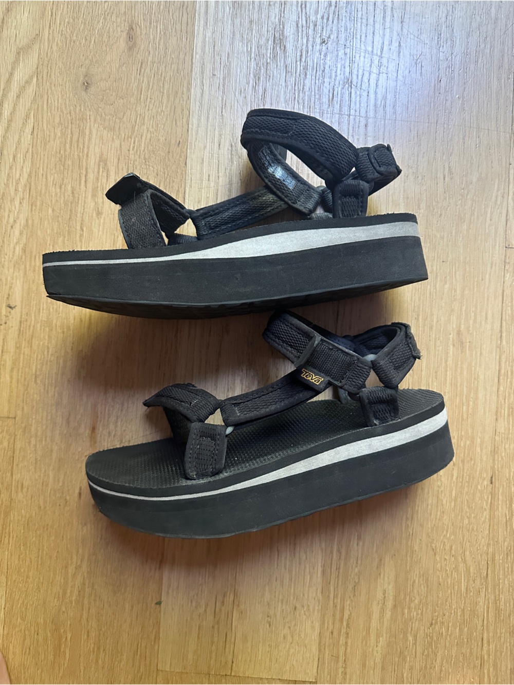 Teva Black Sport Platform Sandals with Silver Accent